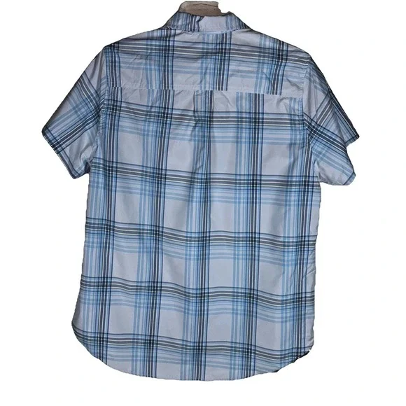 Eddie‎ Bauer Women's L  Blue Plaid  Button-Down Shirt Short Sleeve NWT - Picture 2 of 6